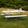 6 FT Plastic Folding Bench with Carrying Handle, Portable Outdoor Bench for Picnic Camping Dining Party