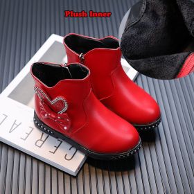 Rabbits Ears Boots Girls Crystal Autumn Booties Warm Cozy Winter Shoes for Girl Polka Dot Bow Little Girl Snow Boots Kids F07232 (Color: Plush Inner Red, size: 36)