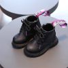 2021 Girls Leather Boots Boys Shoes Spring Autumn PU Leather Children Boots Fashion Toddler Kids Boots Long Tail Boots E09201