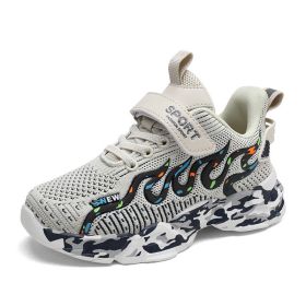 Children Sport Shoes Girls Running Shoes Kids Breathable Mesh Shoes For Girls Sneakers Outdoor Antislip Tenis Infantil Velcro (Color: Beige, size: 12.5)