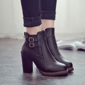New Women Boot Autumn Winter Short Boots Women High Heel Shoes Boots Women Ankle Boots Black Women Shoes 567 (Color: Black, size: 11)