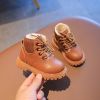 Winter Plush Kids Martin Boots Fashion Leather Shoes for Toddlers Baby Boy Girl Warm Soft Antislip Casual Short Boots Kids Shoes
