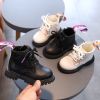 2021 Girls Leather Boots Boys Shoes Spring Autumn PU Leather Children Boots Fashion Toddler Kids Boots Long Tail Boots E09201
